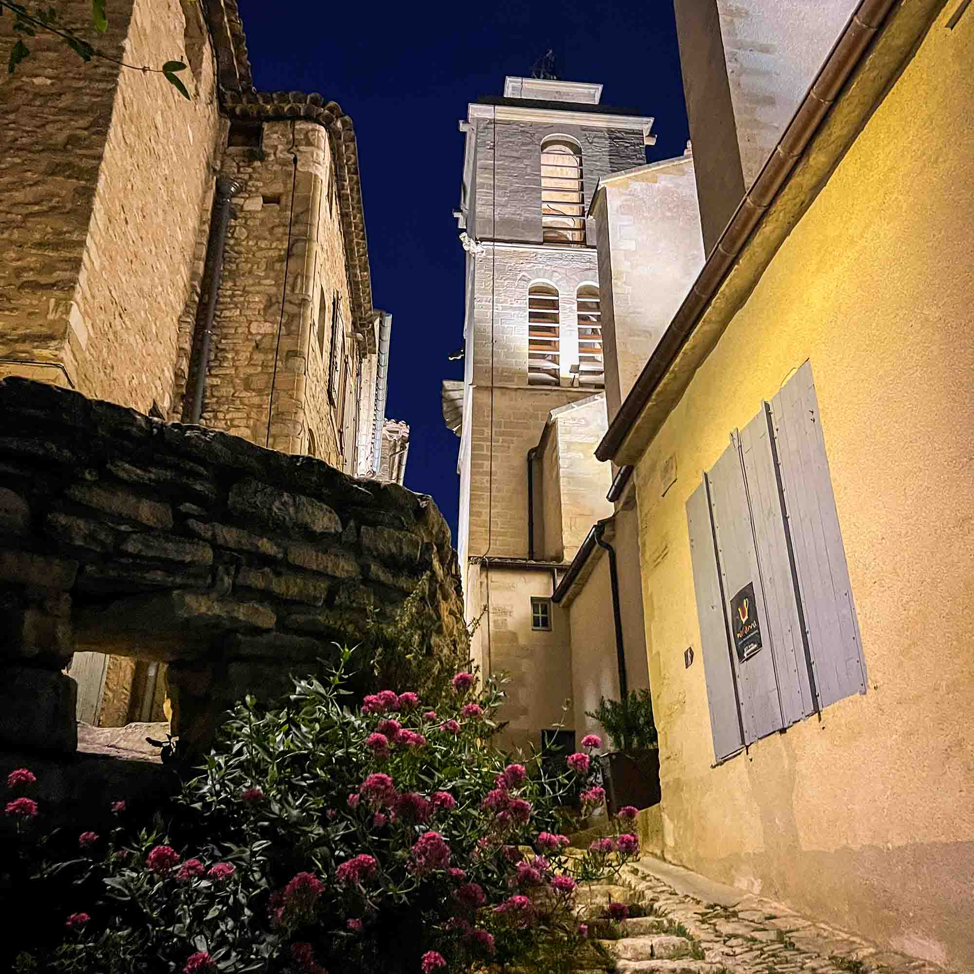 Evening tour of Gordes, a hilltop village in the Luberon, at nightfall