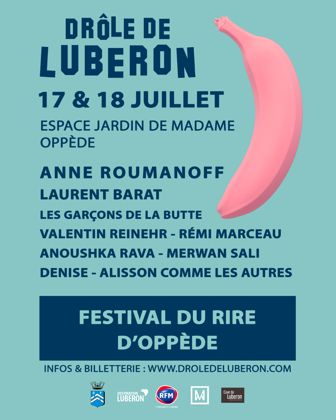 Poster of the Funny Luberon festival in Oppède featuring Anne Roumanoff and other artists – July 17 & 18