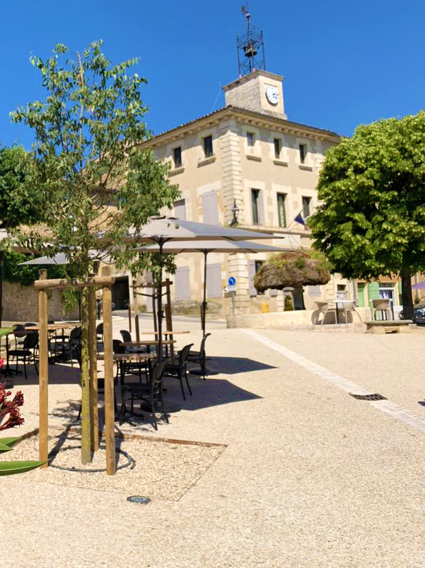 Village center of Cucuron and its town hall