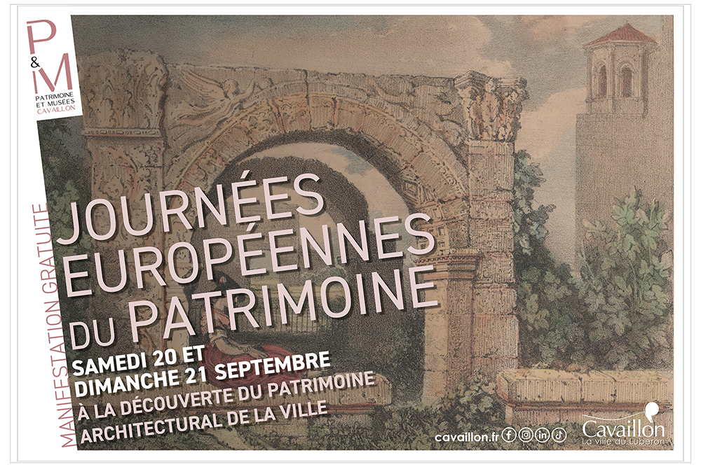 Official poster of the European Heritage Days in Cavaillon 2025, dedicated to the city's architectural heritage