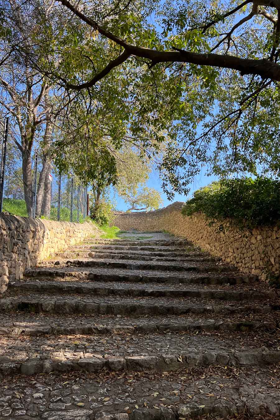 Stairs of the César de Bus ascent towards Saint-Jacques hill in Cavaillon