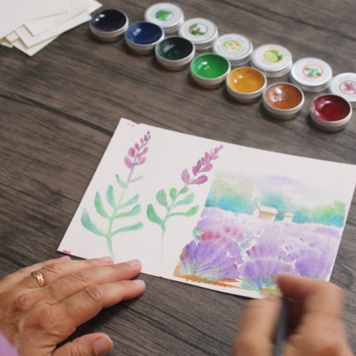 Watercolour workshop at the Lavender Museum in Coustellet Luberon