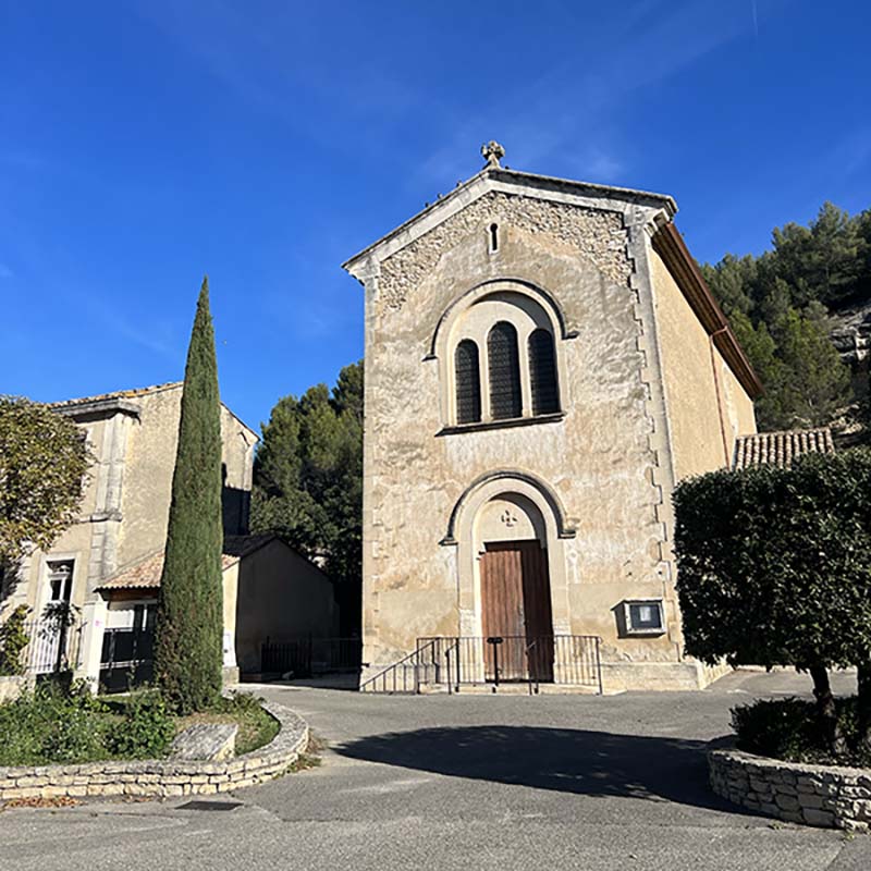 Sainte-Foy Chapel in Les Beaumettes, a stone religious building in the heart of the village in the Luberon