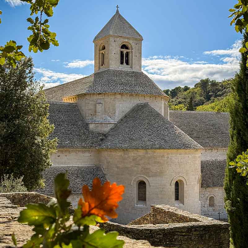 Sénanque Abbey near Gordes, Romanesque Cistercian architecture revealing the monastic organisation of the 12th century