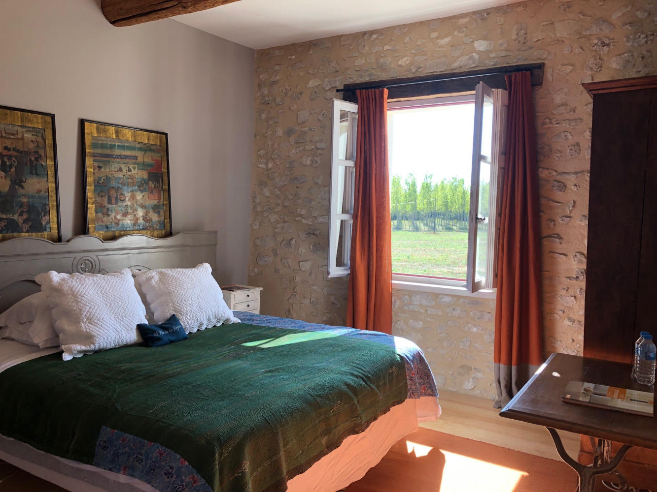 Occitane guest room at Le Mas de la Sorgue, elegant cocoon with garden view for a stay in Provence