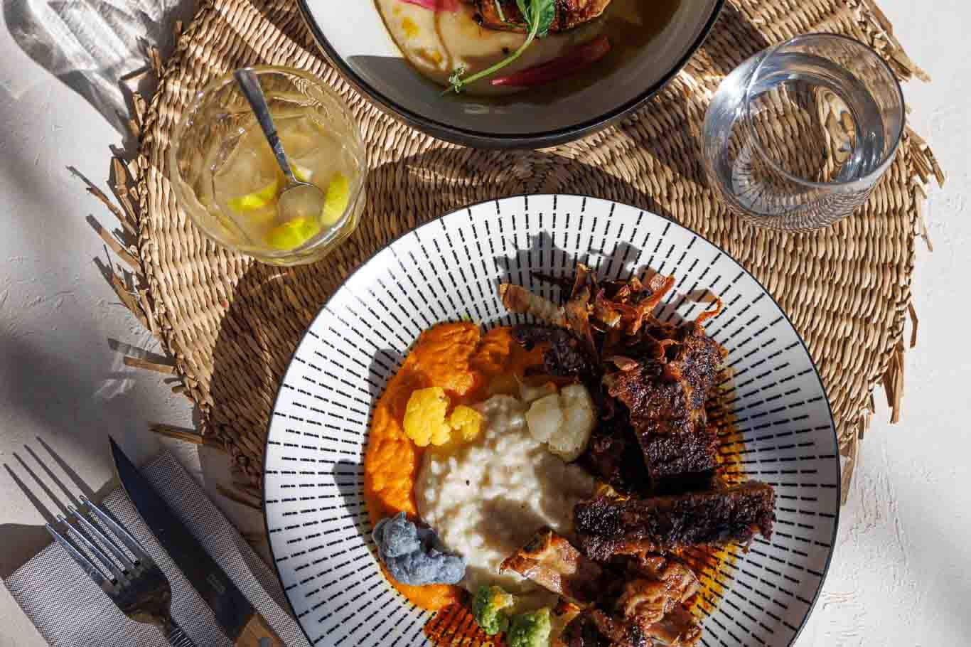 Homemade dish blending Provence and Caribbean influences at Bistrot des Roques