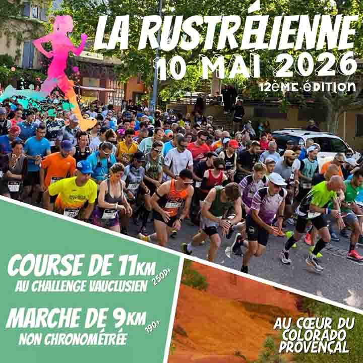 La Rustrelienne 2026 in Rustrel, 11 km race and 9 km walk in the Colorado Provençal