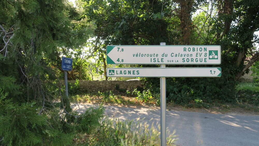 Cycling link L'Isle-sur-la-Sorgue Lagnes Robion in the Luberon