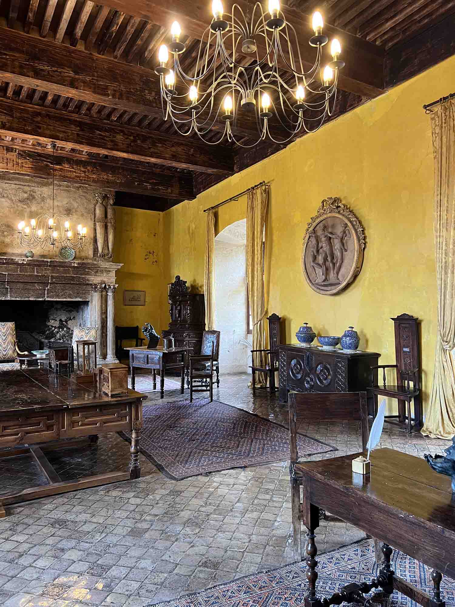 Historic room at Lourmarin Castle Furnished historic room at Lourmarin Castle