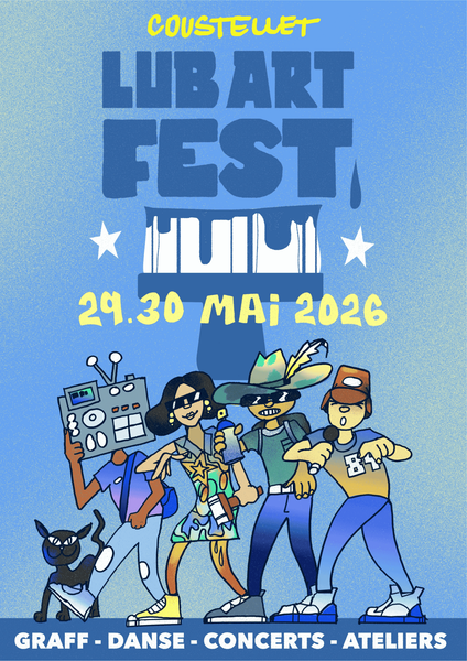 Poster for Lub’Art Fest 2026 in Coustellet on May 29 and 30, an urban art festival featuring graffiti, dance, concerts and workshops