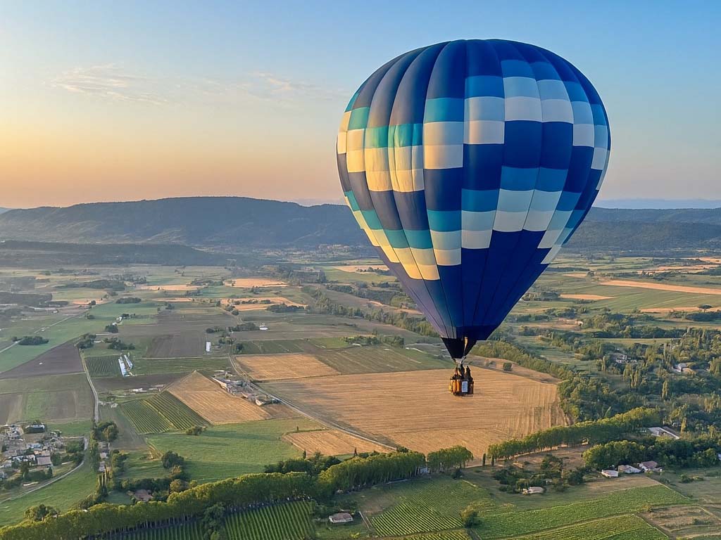 Luberon landscapes seen from a hot air balloon
