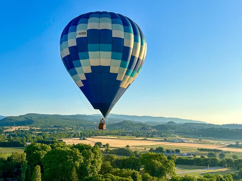 Hot air balloon flight over the Luberon at sunrise