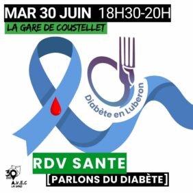 Poster for the health meeting at La Gare de Coustellet