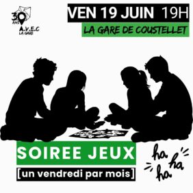Poster for the games evening at La Gare de Coustellet