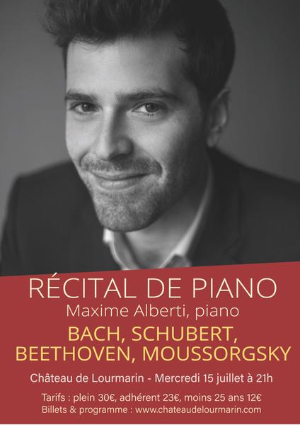 Poster for Maxime Alberti’s piano recital at the Château de Lourmarin