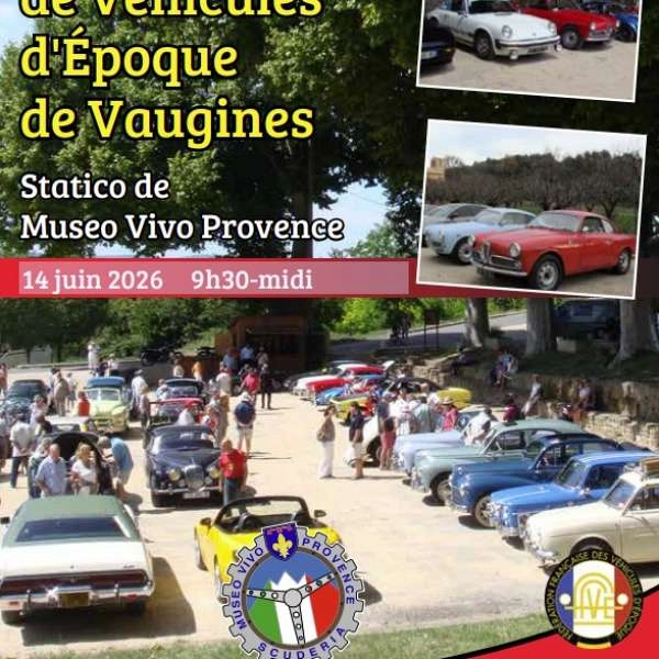 Gathering of vintage vehicles from Vaugines