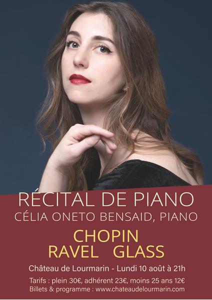 Poster for Célia Oneto Bensaid’s piano recital at the Château de Lourmarin