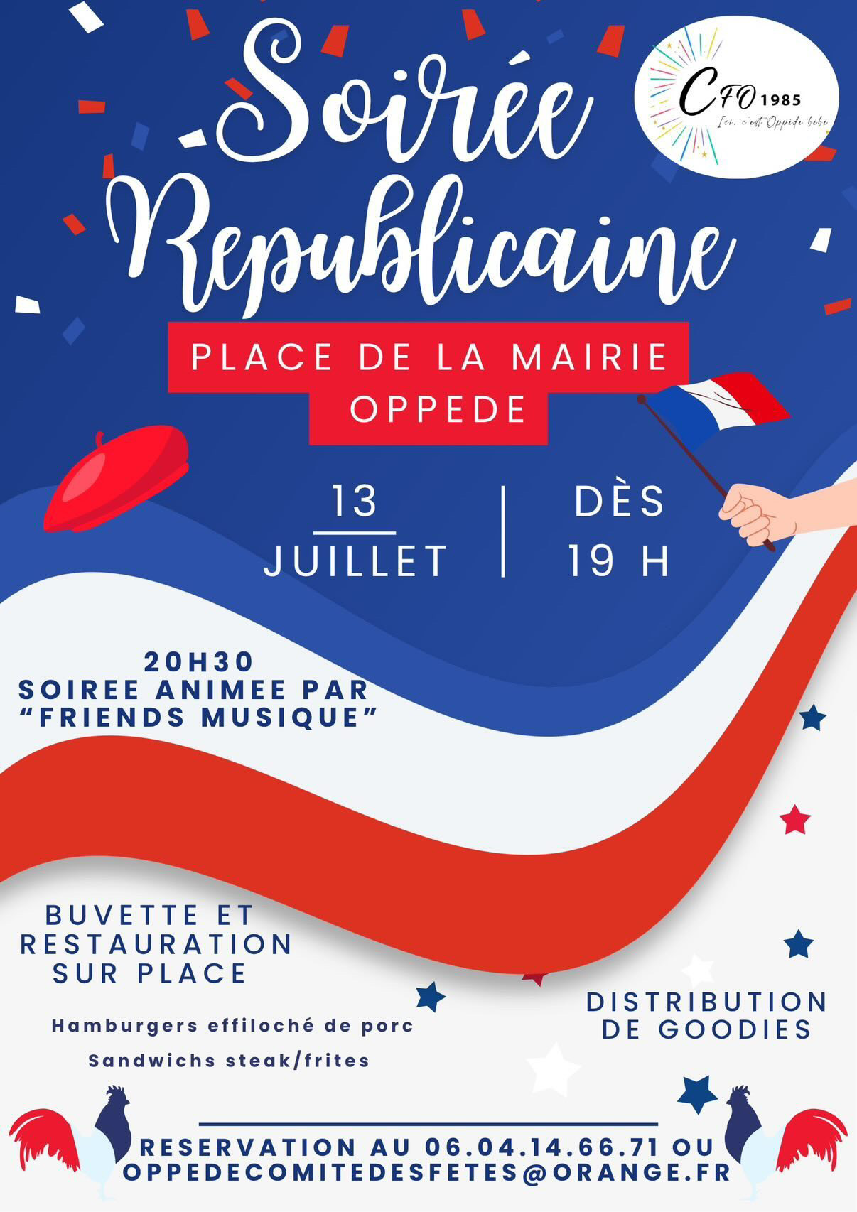 Republican evening in Oppède Affiche de la Republican evening in Oppède sur la place de la Mairie