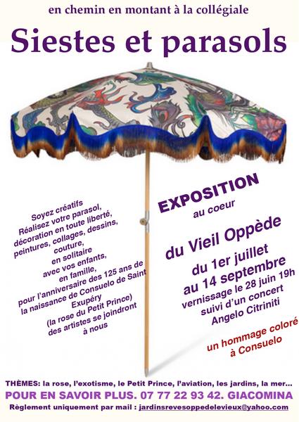 Naps and Parasols, exhibition at Vieil Oppède Poster of the exhibition Siestes et Parasols au cœur du Vieil Oppède