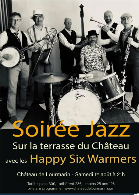 Jazz evening with the Happy Six Warmers on the terrace of the Château de Lourmarin Affiche de la Jazz evening with the Happy Six Warmers at the Château de Lourmarin