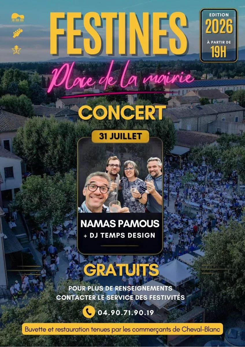 Affiche du concert Namas Pamous and DJ Temps Design at Les Festines de Cheval-Blanc