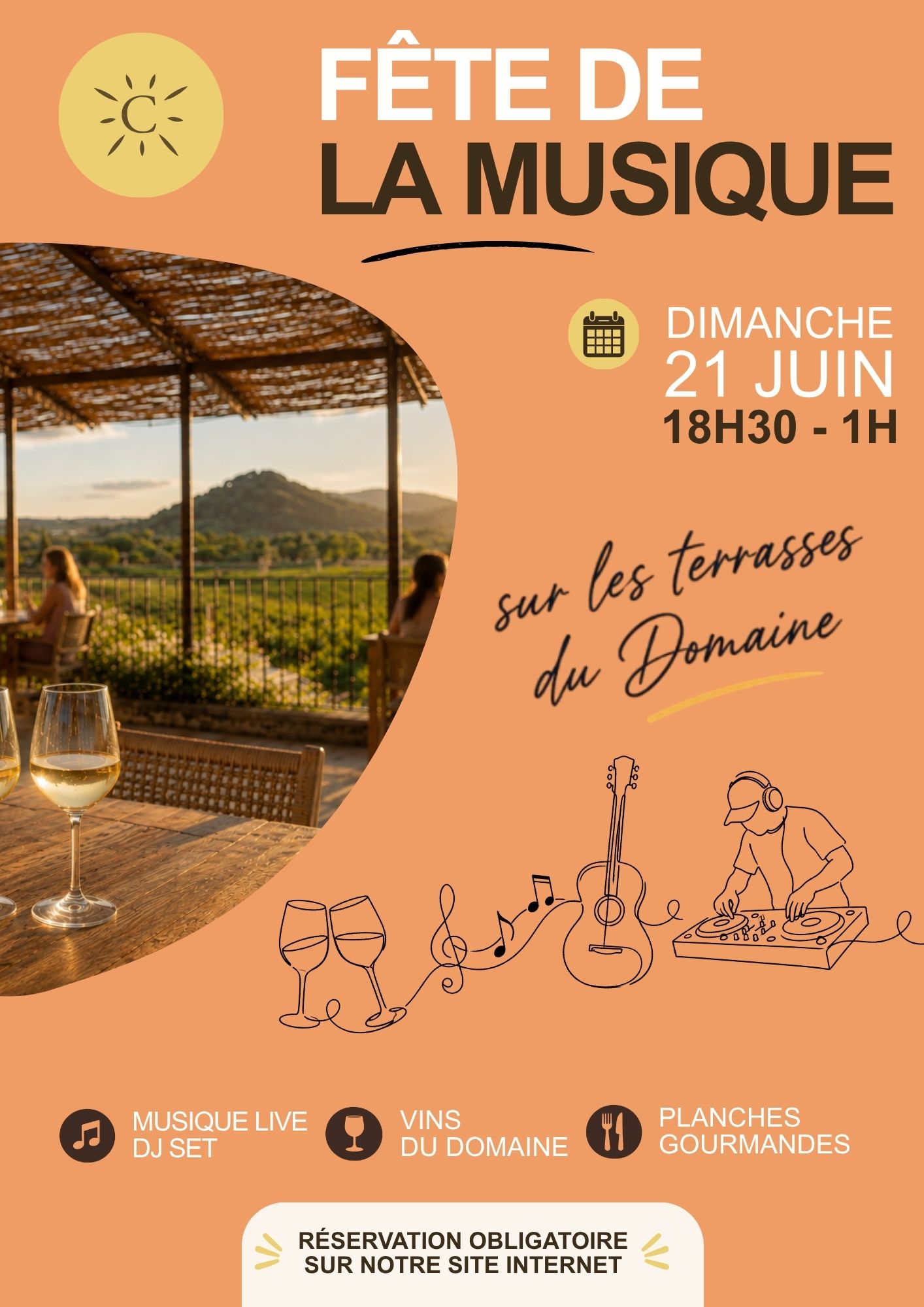 Poster for the Fête de la Musique at Domaine de La Citadelle in Ménerbes