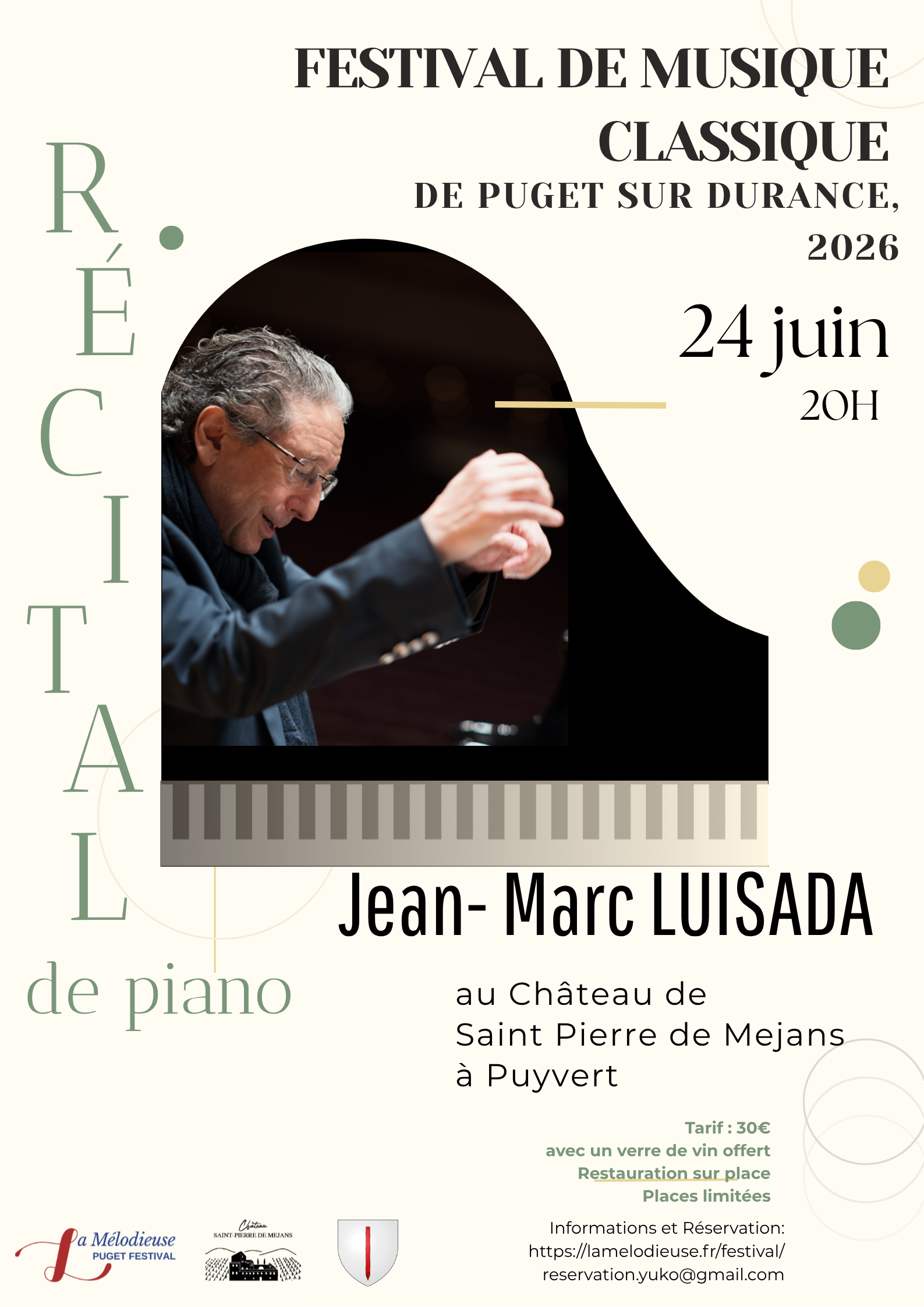 Jean-Marc Luisada in recital at Château Saint-Pierre de Méjans Jean-Marc Luisada performing a piano recital at Château Saint-Pierre de Méjans in the Luberon