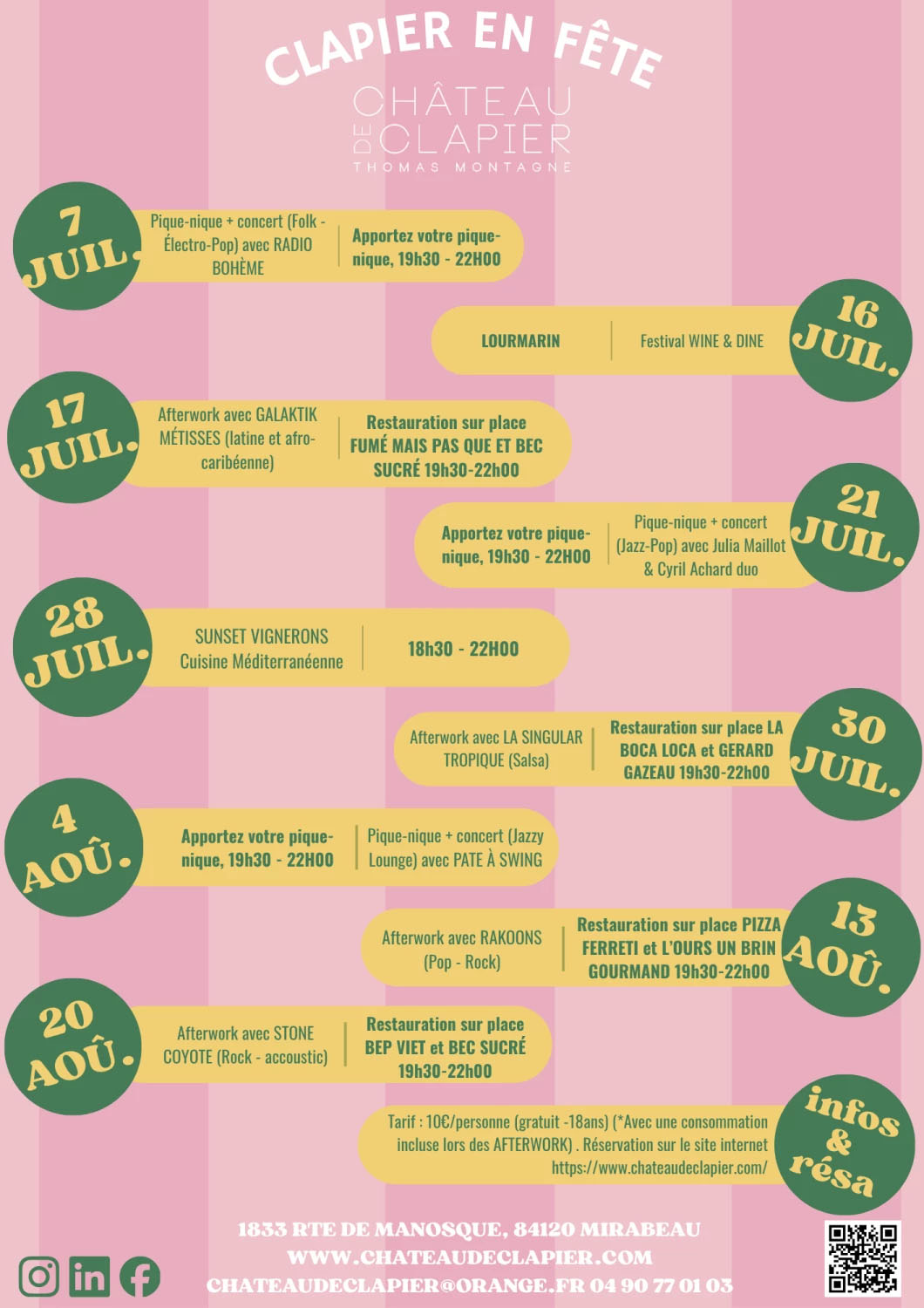 Clapier en fête poster at Château de Clapier with the summer events programme