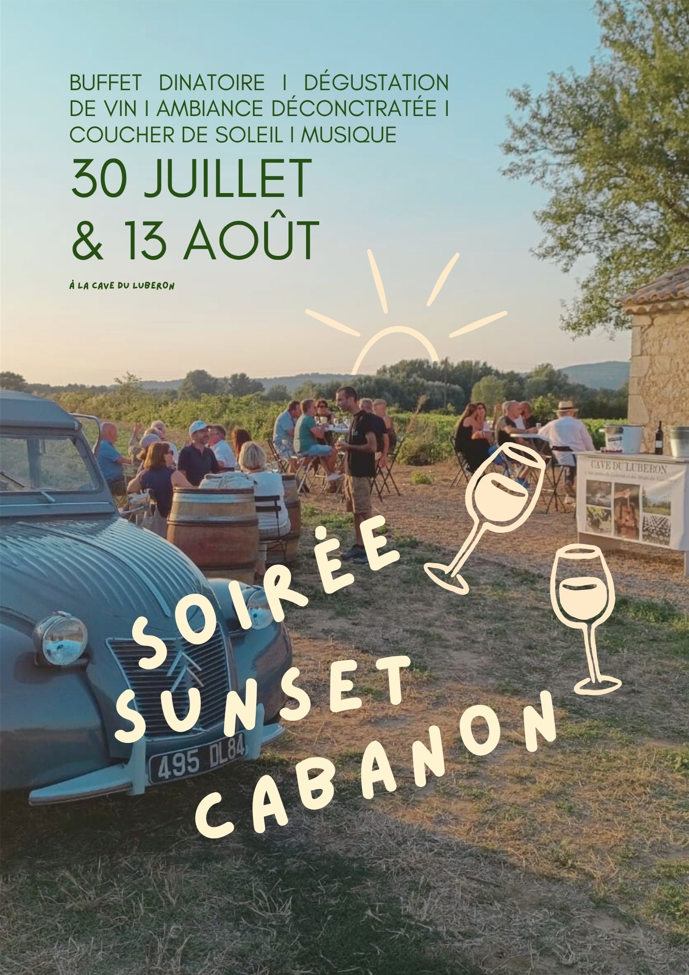 Sunset Cabanon evening at the Cave du Luberon Sunset Cabanon evening overlooking the vineyards at the Cave du Luberon in Maubec