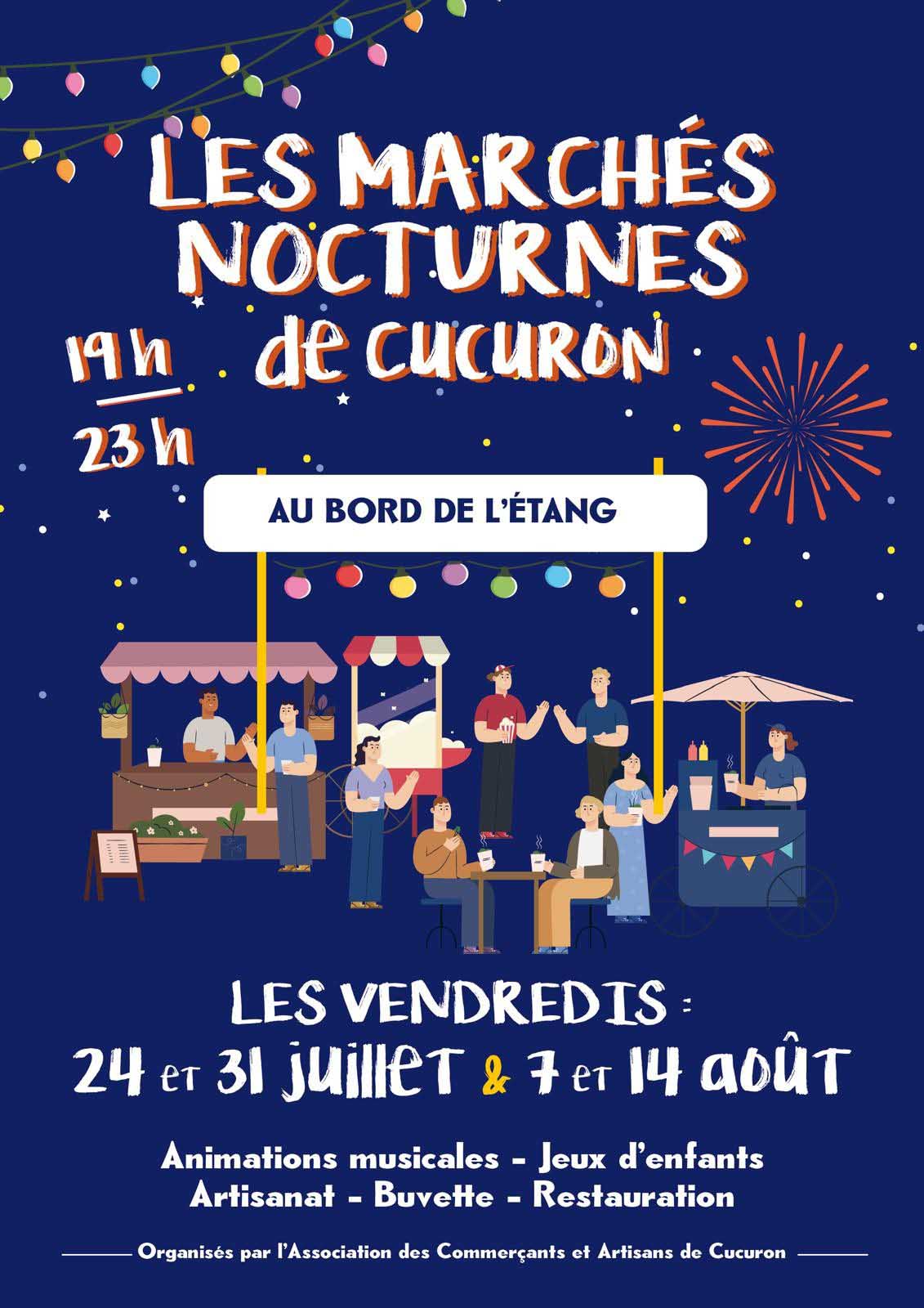 Night market by the village pond in Cucuron