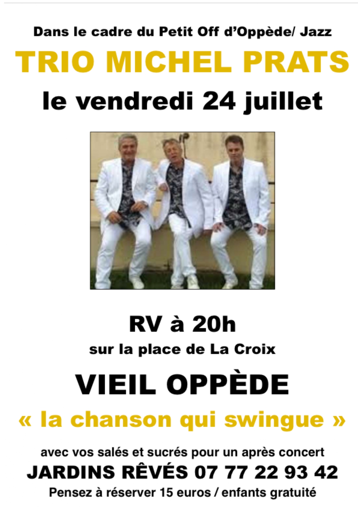 Poster for the Michel Prats Trio concert held as part of the Petit Off d’Oppède