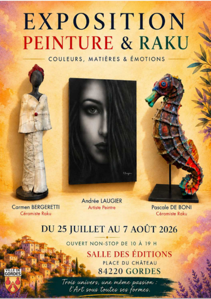 Painting and Raku Exhibition Poster for the Painting and Raku exhibition, colours, materials and emotion