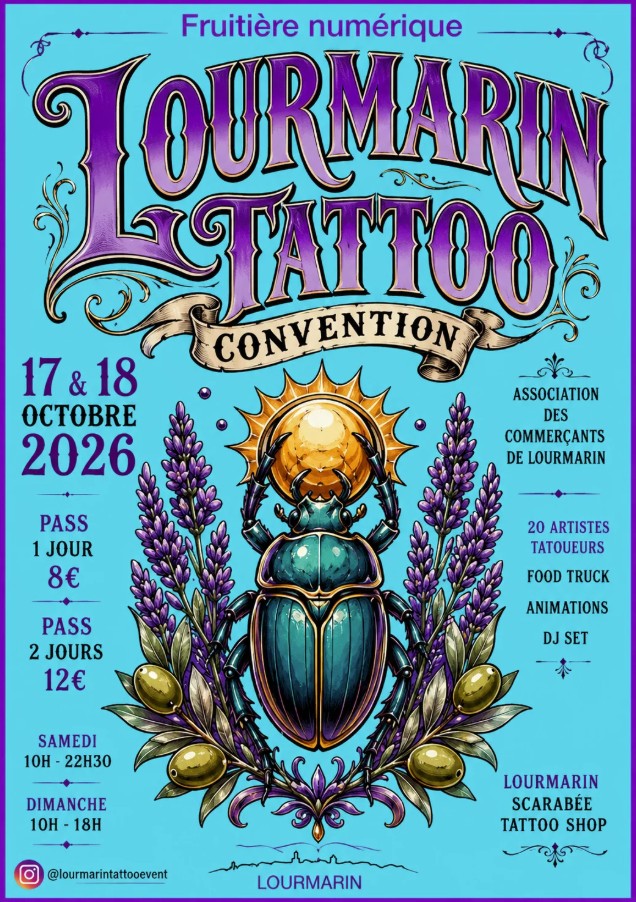 Tattoo Fair in Lourmarin Tattoo Fair in Lourmarin 2026 at La Fruitière Numérique with tattoo artists, entertainment and convention