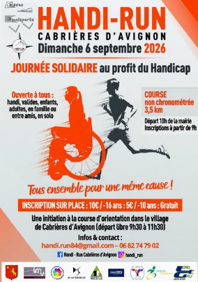 Poster for the Handi-Run held in Cabrières-d’Avignon on 6 September 2026