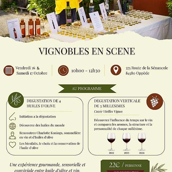 Vignobles en Scène : Atelier dégustation d'huile d'olive et dégustation verticale - EN