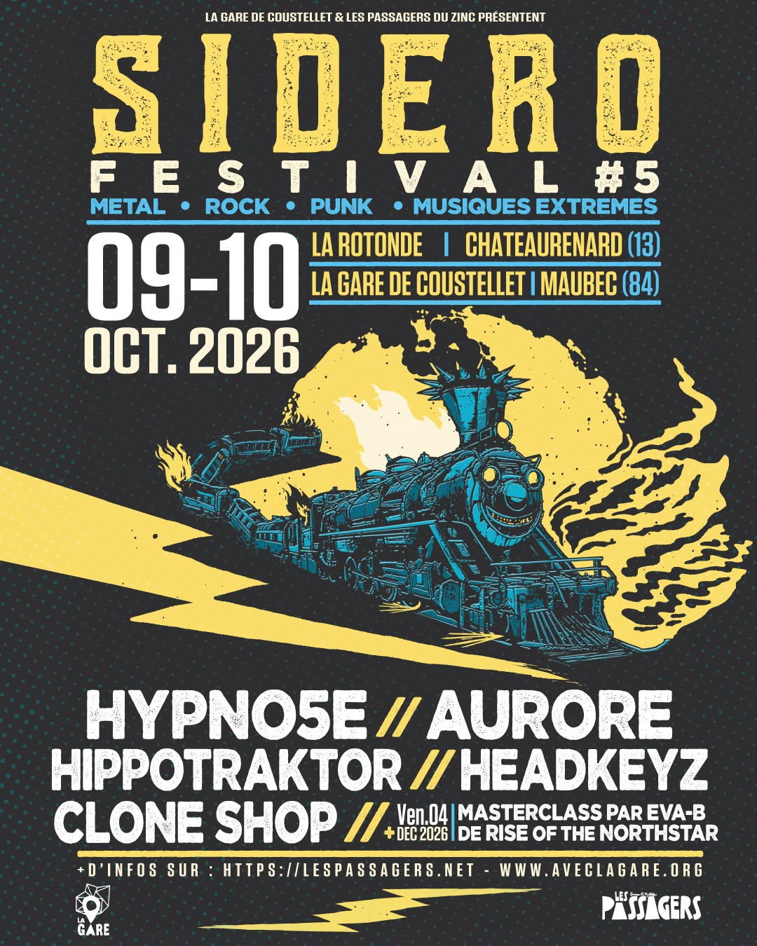 Visual for SIDERO Festival #5 featuring Aurore and Headkeyz at La Gare de Coustellet
