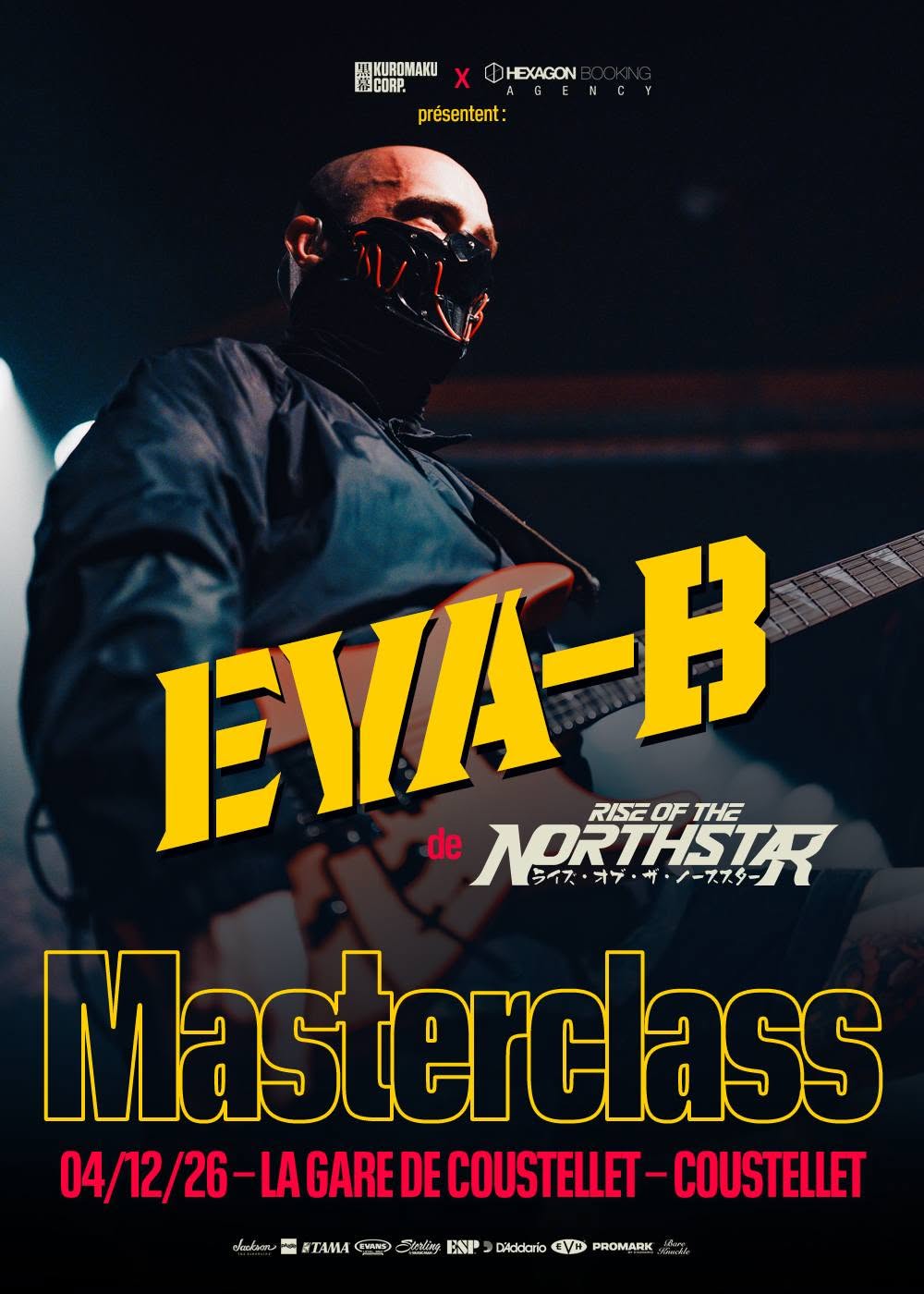 Eva-B, guitarist with Rise Of The Northstar, performing metal on guitar