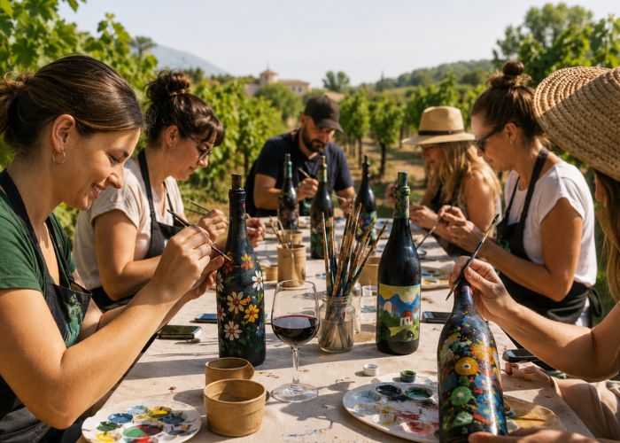 Bottle painting at Le Temps des Sages