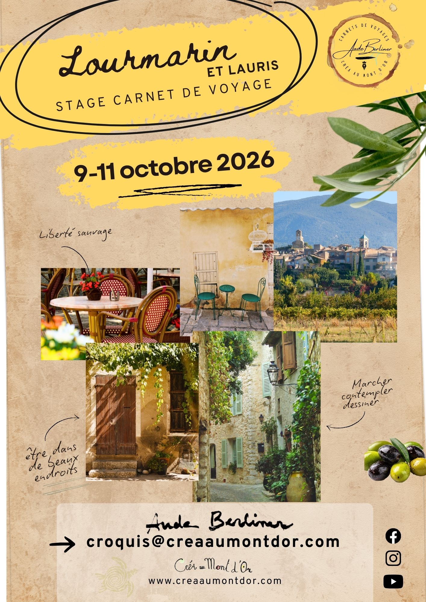 Watercolor sketch and travel diary course in Lourmarin and Lauris