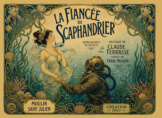 Poster for La Fiancée du Scaphandrier, a one-act opéra-bouffe at the Moulin Saint-Julien
