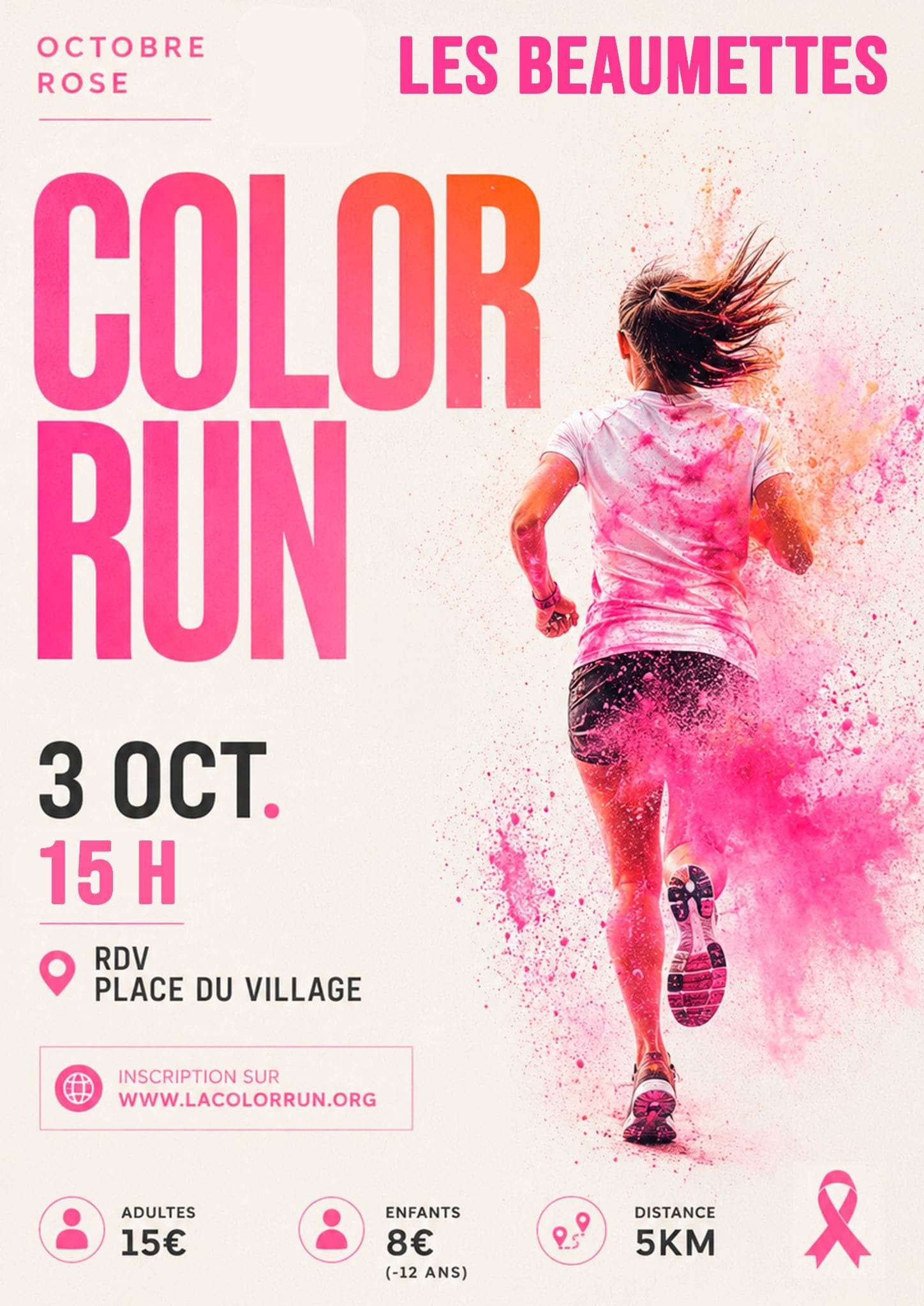 Color Run des Beaumettes 2026 Poster for the Color Run des Beaumettes organised as part of Pink October