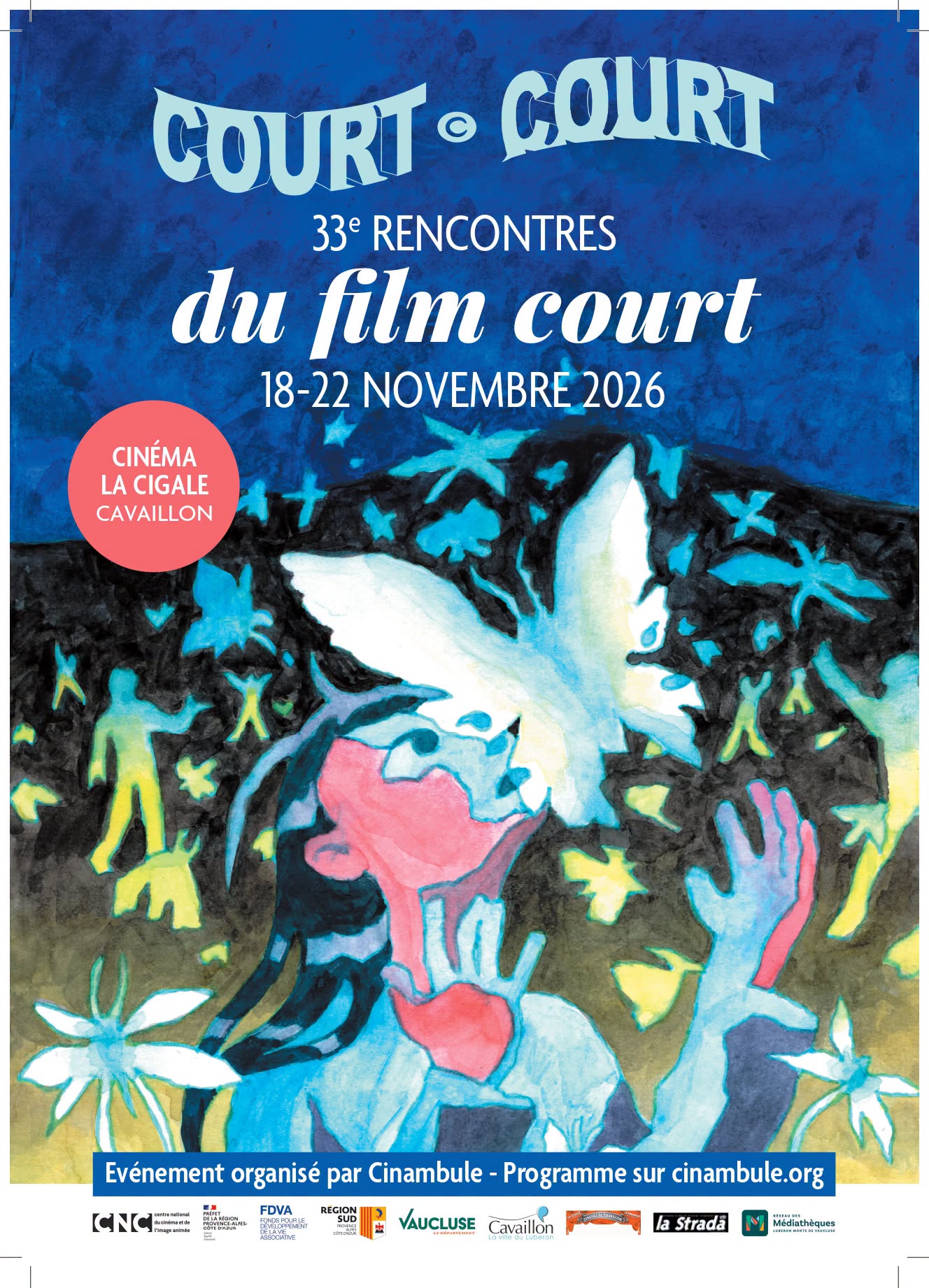 Court c’est Court 2026 - Short Film Festival in Cavaillon Poster for the 33rd Court c’est Court Festival 2026 in Cavaillon