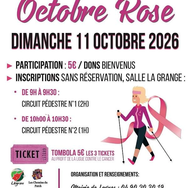 Pink October in Lagnes: charity walk 2026