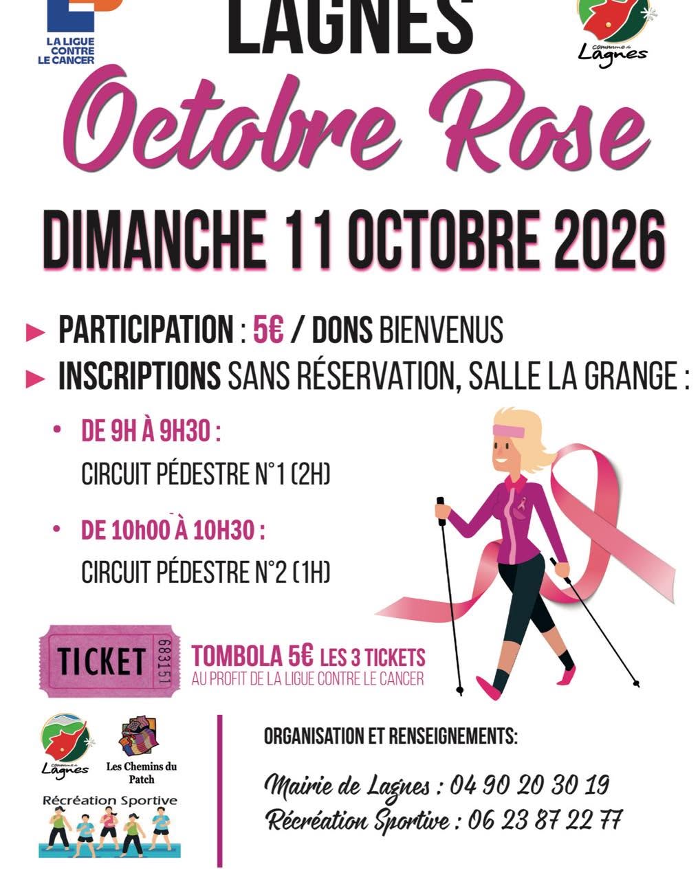 Pink October 2026 in Lagnes Poster for the Pink October 2026 charity walk in Lagnes