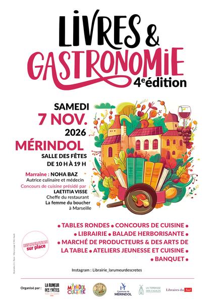Poster for the 4th edition of the Livres & Gastronomie fair in Mérindol