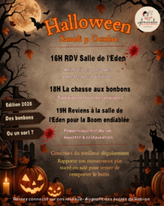 Halloween in Robion on 31 October 2026 with games, trick-or-treating and a party
