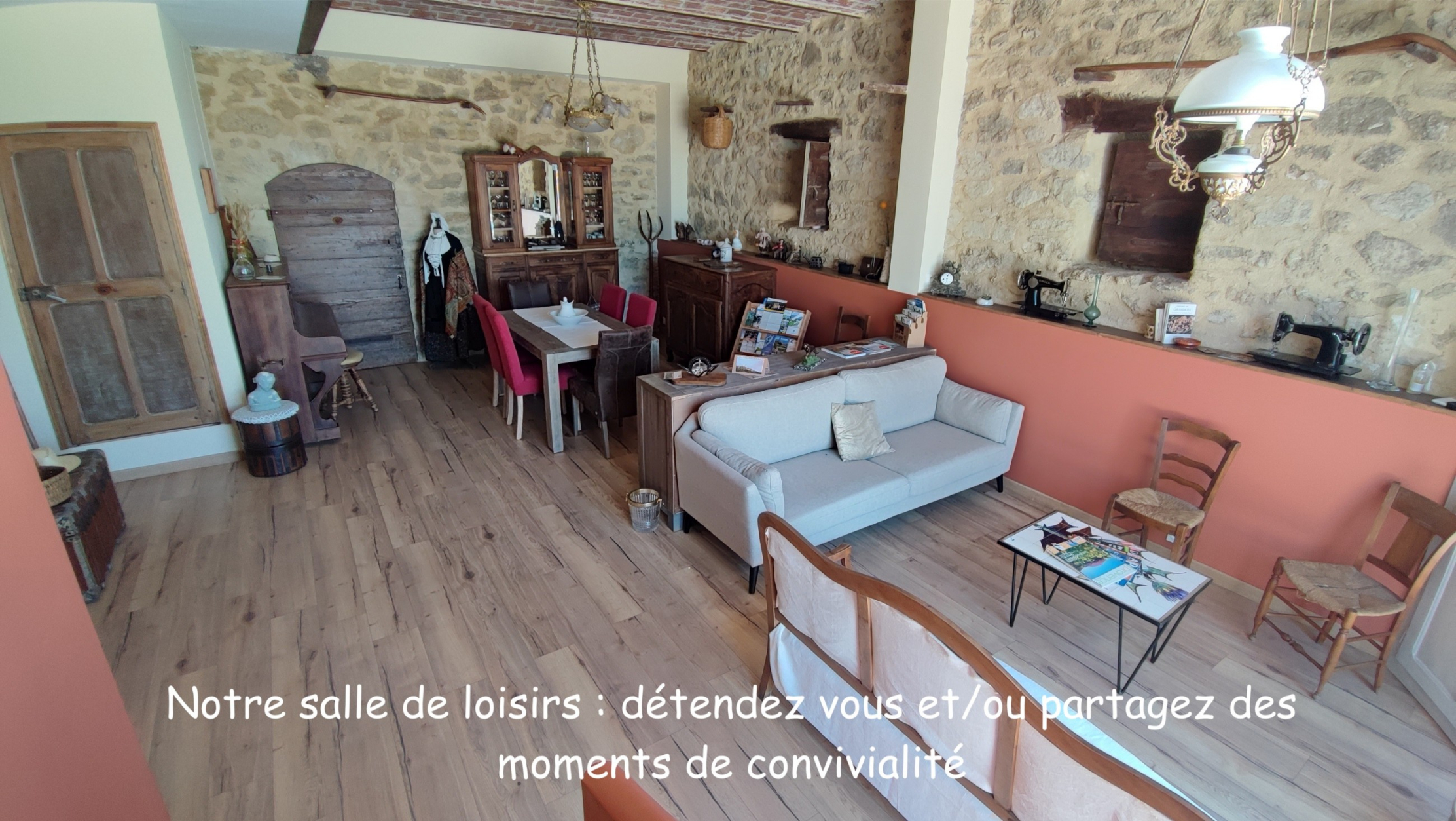 Recreation room at Les Terrasses d'Antonin, converted from a former storage building