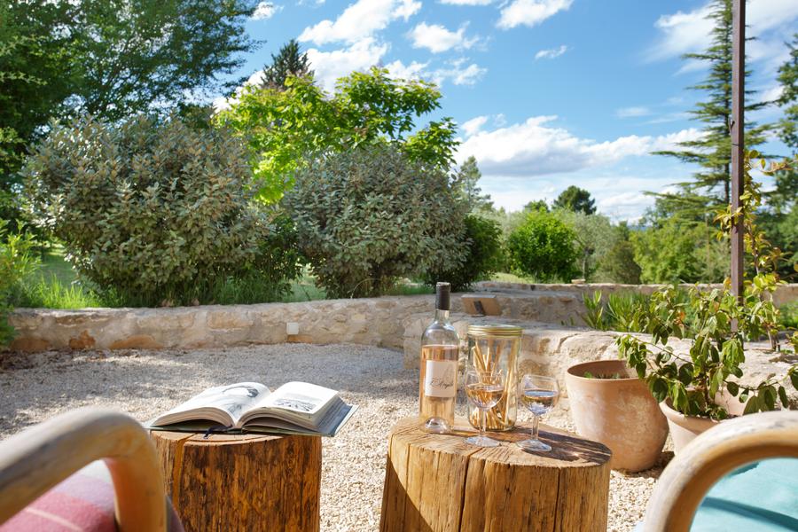 Private terrace at Cottage Bonelli in Domaine Les Petites Vaines, peaceful and green setting