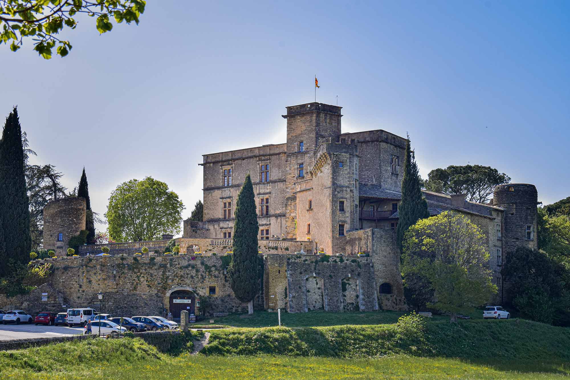 View of Lourmarin Castle, the first Renaissance castle in Provence